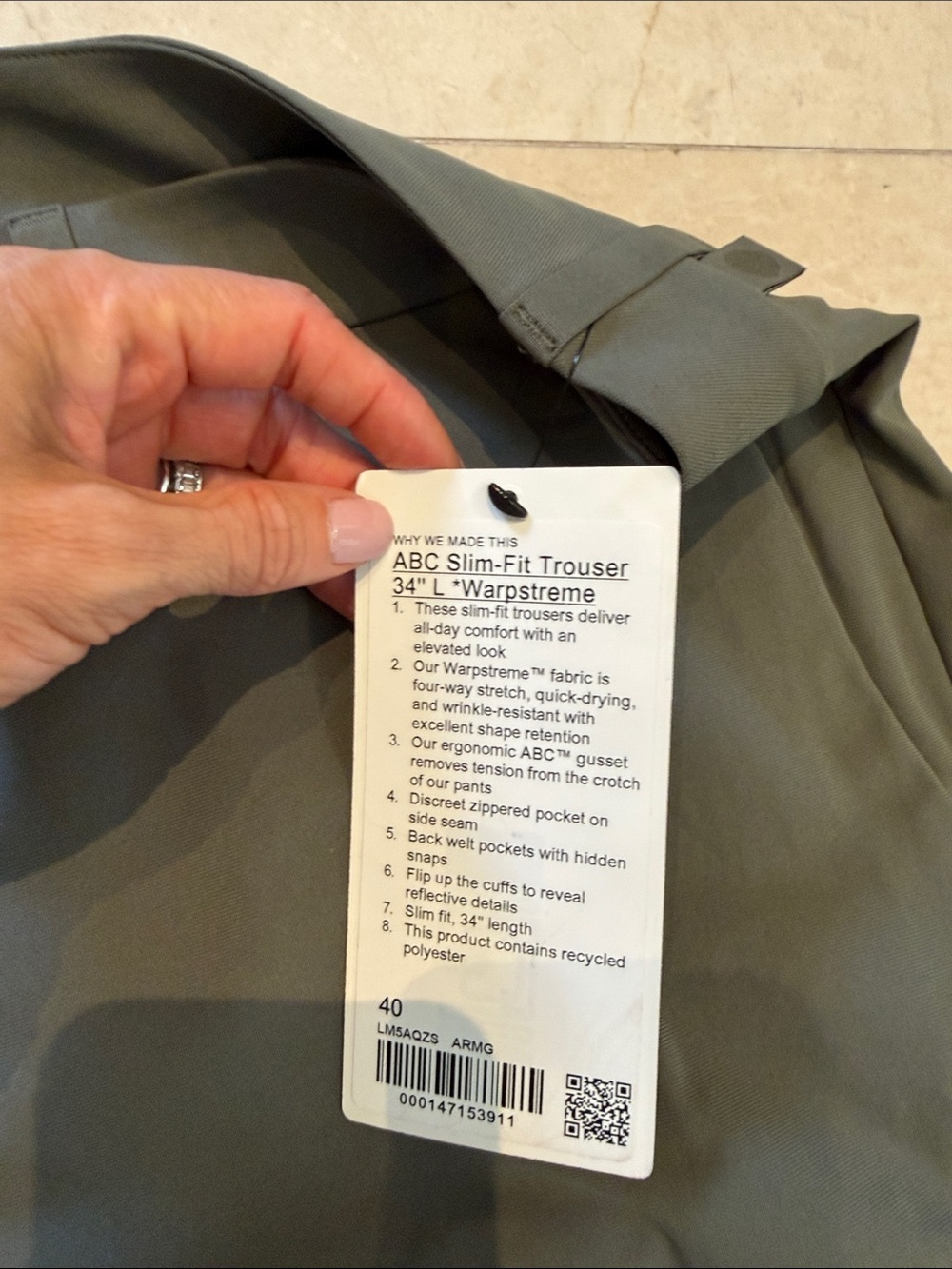 lululemon athletica Men's Olive Chino Pants - Picture 3 of 4